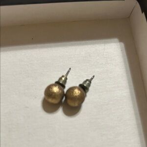 Gold Ball Stud Earrings - Textured Finish